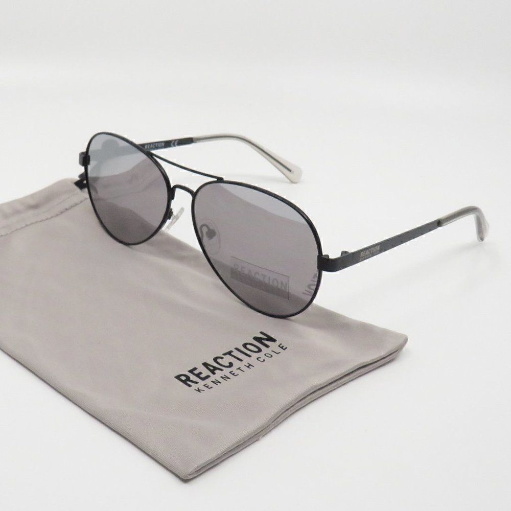 Kenneth Cole Reaction New KC2782/S 01C Black/Silver Mirror Aviator Sungl…